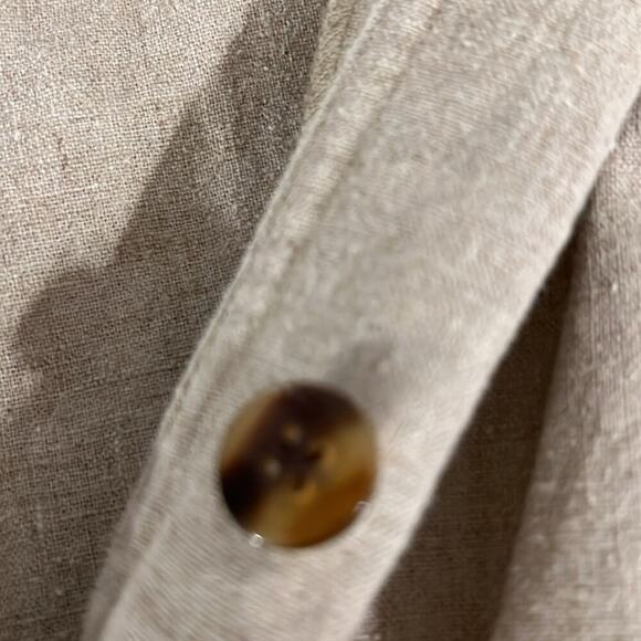 VTG Talbots Size 10P Tan Linen Blend Tortoise Button Front Midi Dress Vest - Picture 10 of 10